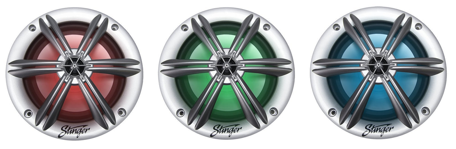 Marine / Powersports 6.5” Silver Coaxial Marine Speakers With Built-In Multi-Color RGB Lighting - Phoenix Gold