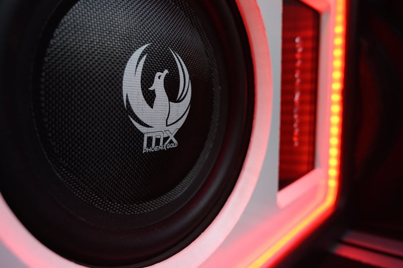 MX 10" Dual 4-Ohm 300W Slim Subwoofer - Phoenix Gold