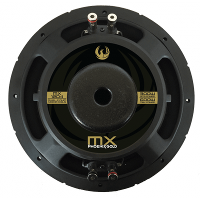 MX 12" Dual 4-Ohm 300W Slim Subwoofer - Phoenix Gold